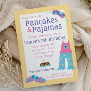 Pancakes and Pyjamas Birthday Party Invitation