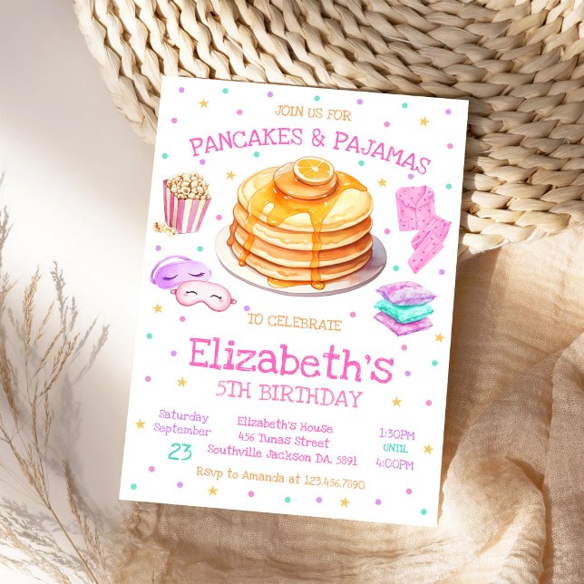 Pancakes and Pyjamas Birthday Party Invitation (Creator Uploaded)