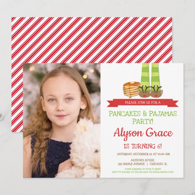 Pancakes and Pyjamas Birthday Party photo Invitation (Front/Back)