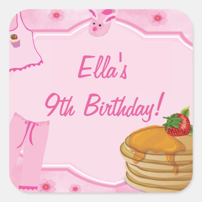 Pancakes and Pyjamas Birthday Stickers (Front)