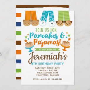 Pancakes and Pyjamas Boy Birthday Invitation