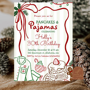 Pancakes and Pyjamas Christmas Birthday Invitation