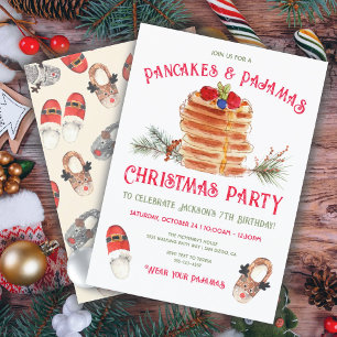 Pancakes and Pyjamas Christmas Birthday Party Invitation