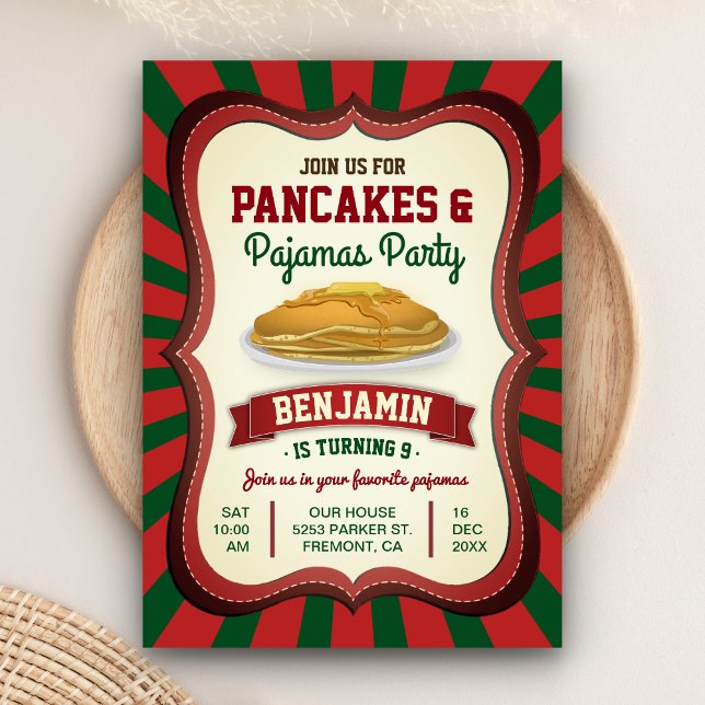 Pancakes and Pyjamas | Christmas Birthday Party Invitation (Creator Uploaded)