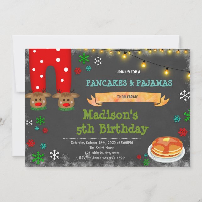 Pancakes and pyjamas christmas invitation (Front)
