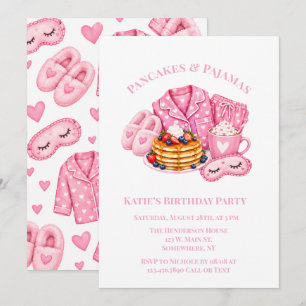 Pancakes and Pyjamas Girl's Birthday Party Invitation