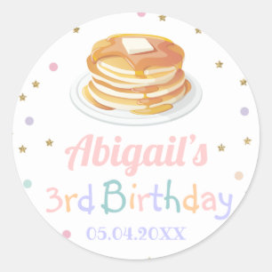 Pancakes and Pyjamas Glitter Dot Star Kid Birthday Classic Round Sticker