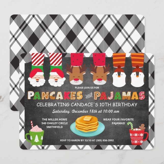 Pancakes and Pyjamas Holiday Invitation (Front/Back)