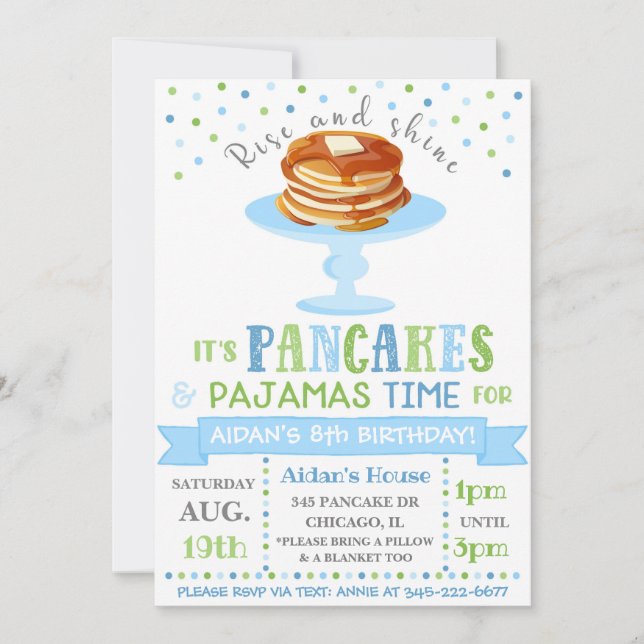 Pancakes and Pyjamas Invitation | Pajama Party (Front)