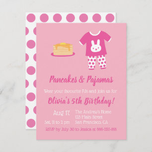 Pancakes and Pyjamas Polka Dots Birthday Party Invitation