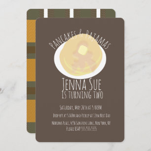 Pancakes and Pyjamas Sleepover Girls   Fall Theme Invitation