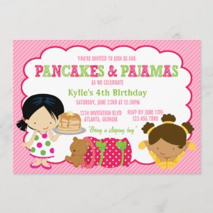 Pancakes and Pyjamas Sleepover Party Invitation