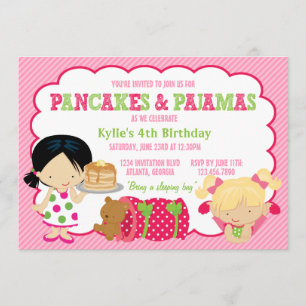 Pancakes and Pyjamas Sleepover Party Invitation