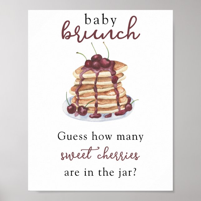 Pancakes Baby shower Guess how many Cherries Poster (Front)