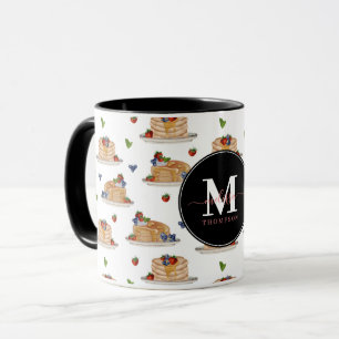Pancakes Berries Breakfast Brunch Monogrammed Name Mug