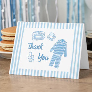 Pancakes Breakfast Boy Baby Shower Thank You Card