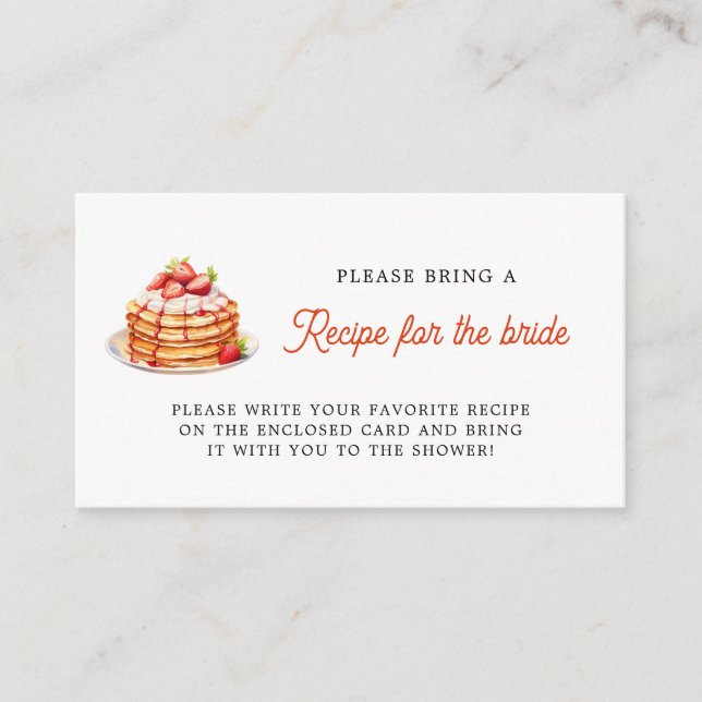 Pancakes Bring a recipe Bridal shower request  Enclosure Card (Front)