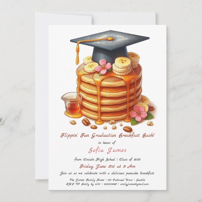 Pancakes Graduation Party Invitation (Front)