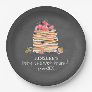 Pancakes & Pacifiers Baby Shower Brunch Chalkboard Paper Plate
