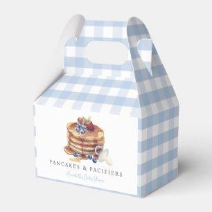 Pancakes & Pacifiers Blue Gingham Boy Baby Shower Favour Box