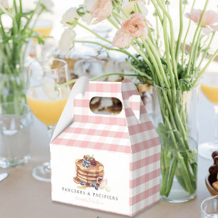 Pancakes & Pacifiers Pink Gingham Girl Baby Shower Favour Box