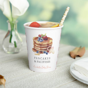 Pancakes & Pacifiers Pink Gingham Girl Baby Shower Paper Cups