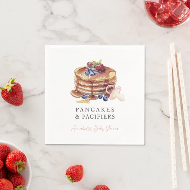 Pancakes & Pacifiers Pink Girl Baby Shower Napkin (Insitu)