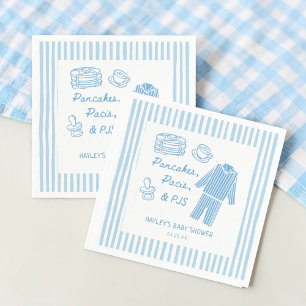 Pancakes, Pacis & PJs Boy Baby Shower Napkin