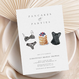 Pancakes & Panties Modern Lingerie Bridal Shower Invitation