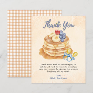 Pancakes & Pyjamas 1st Birthday Thank You Card