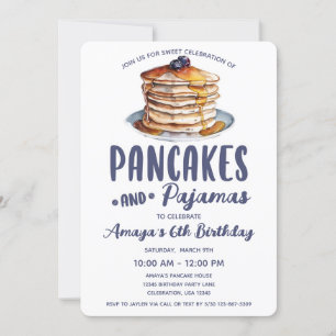Pancakes & Pyjamas Birthday Girl Party Invitation