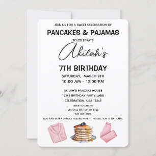Pancakes & Pyjamas Birthday Girl Party Invitation