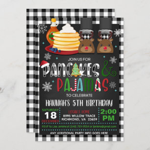 Pancakes & Pyjamas Christmas Birthday Invitation R