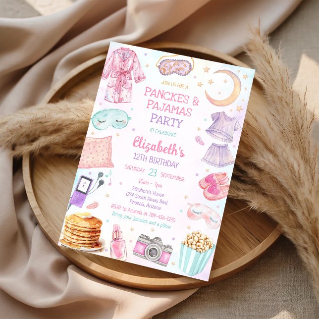 Pancakes & Pyjamas Party Sleepover Birthday Invitation (Creator Uploaded)