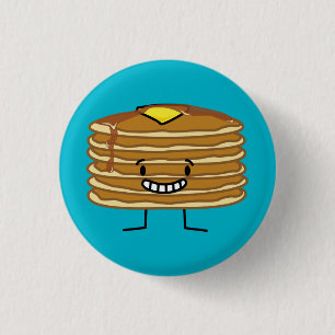 Pancakes stack butter syrup fluffy breakfast 3 cm round badge