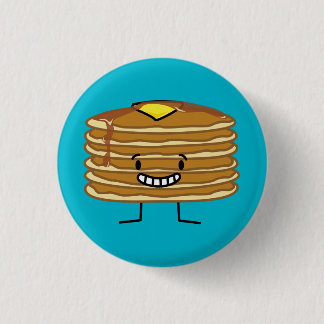 Pancakes stack butter syrup fluffy breakfast 3 cm round badge