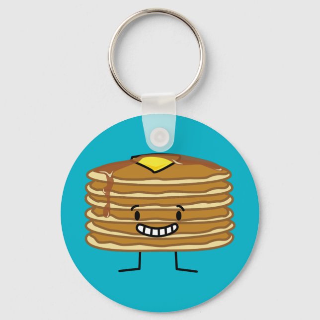 Pancakes stack butter syrup fluffy breakfast key ring (Front)
