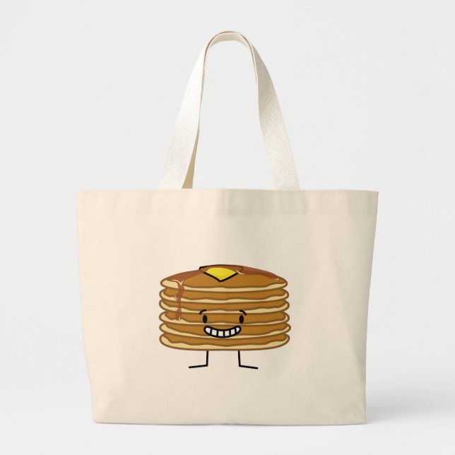 Pancakes stack butter syrup fluffy breakfast large tote bag (Front)
