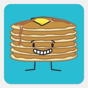 Pancakes stack butter syrup fluffy breakfast square sticker