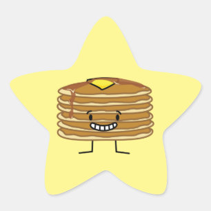 Pancakes stack butter syrup fluffy breakfast star sticker
