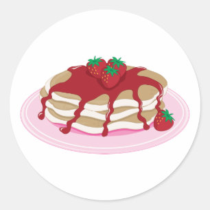 Pancakes Strawberry Classic Round Sticker