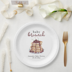 Pancakes Sweet Cherry Baby Shower Paper Plate