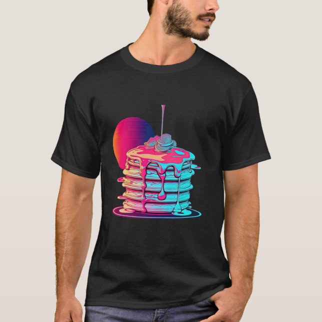 Pancakes Synthwave 80s Retrowave Aesthetic  1 T-Shirt (Front)
