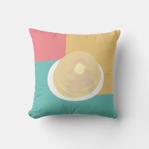 Pancakes Syrup Dripping Colourful Pink Teal    Cushion