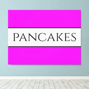 PANCAKES Text Fun Bright Vivid Pink White Stripes Canvas Print