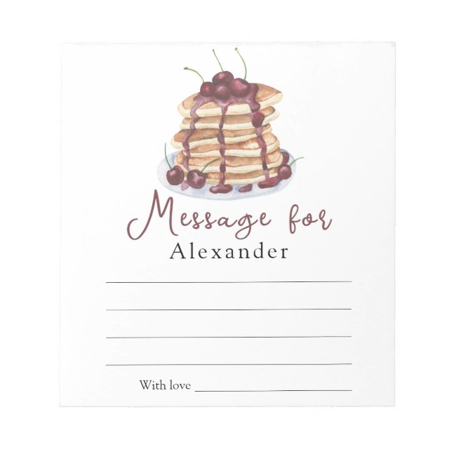 Pancakes Time Capsule Message Notepad (Front)
