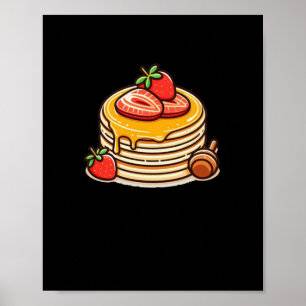 Pancakes With Honey Top With Strawberries Sticker Poster