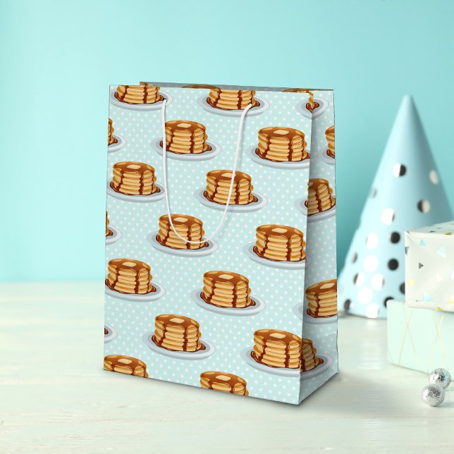 Pancakes with Maple Syrup & Polkadot Pattern Medium Gift Bag (Pancake Pattern Gift Bag)