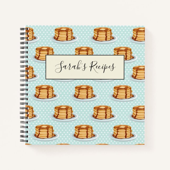 Pancakes with Maple Syrup & Polkadot Pattern Notebook (Front)