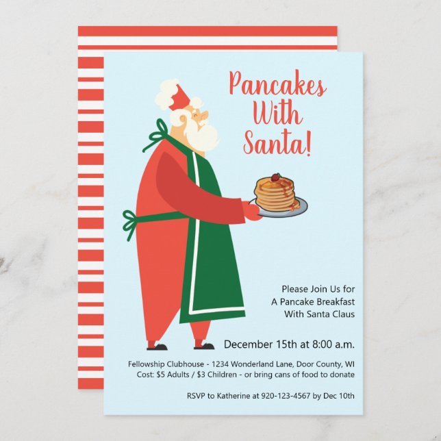 Pancakes with Santa Holiday Brunch  Invitation (Front/Back)